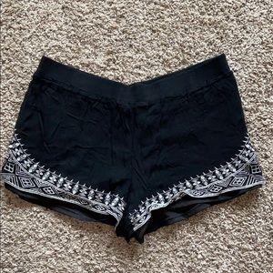 Forever 21 Black and White Embroidered Shorts